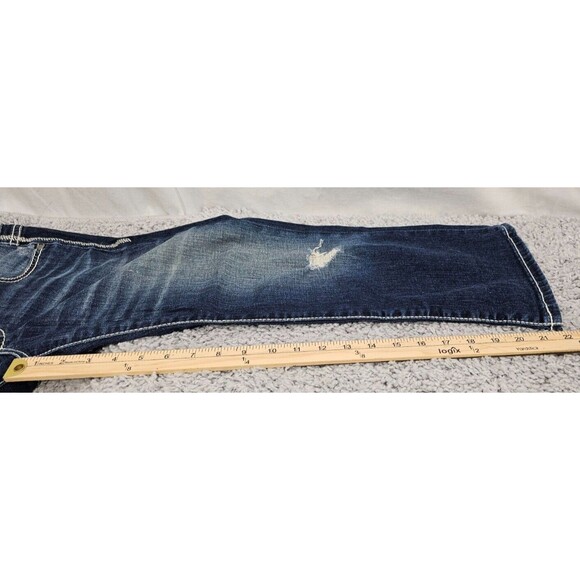 BKE Stella Capri Jeans Low-Rise Distressed Dark Wash Thick Stitch Womens 28x22 - Picture 15 of 16